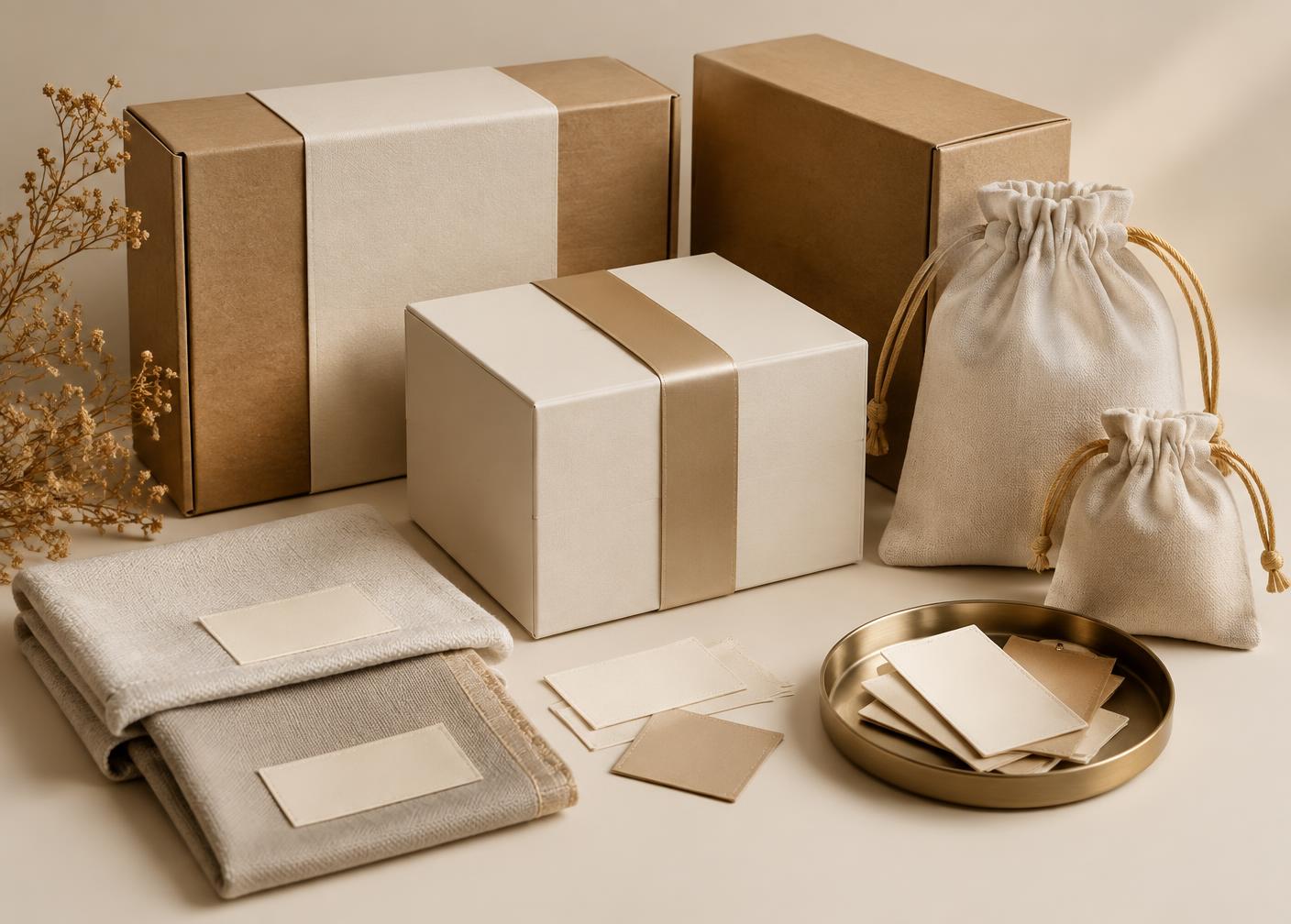 Unbranded premium packaging boxes, pouches and blank labels